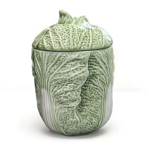 Vintage 1990 H&HD Hearth & Home Design Cabbage Canister Green Cookie Jar Storage